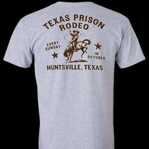 Texas Prison Rodeo Huntsville,Texas Short Sleeve Crew Neck T-Shirt HEATHER GRAY